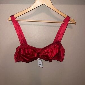 Stunning Elegant Red Satin Bra